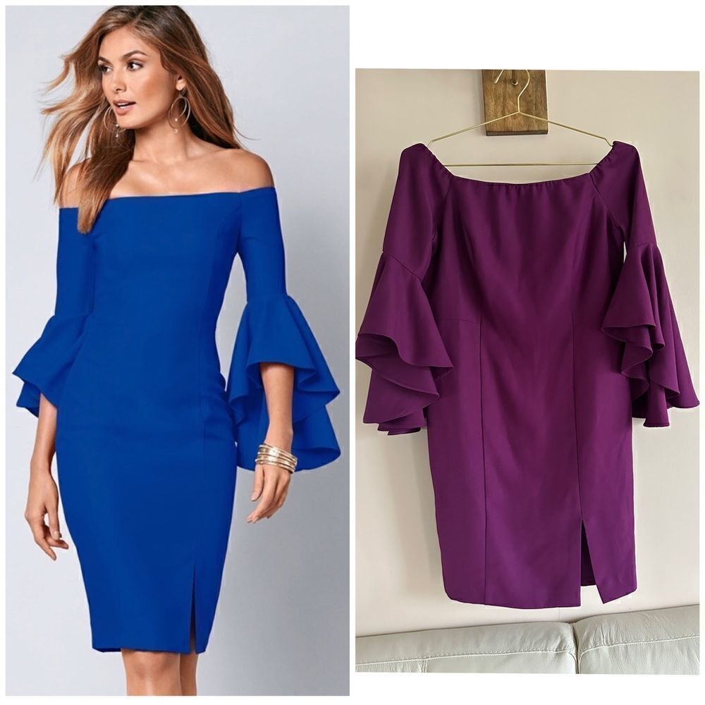 Venus Off the Shoulder Ruffle Tier Sleeve Dress || size 8